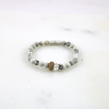 Small Howlite & Pave Rondelle Stretch Bracelet