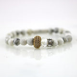 Small Howlite & Pave Rondelle Stretch Bracelet