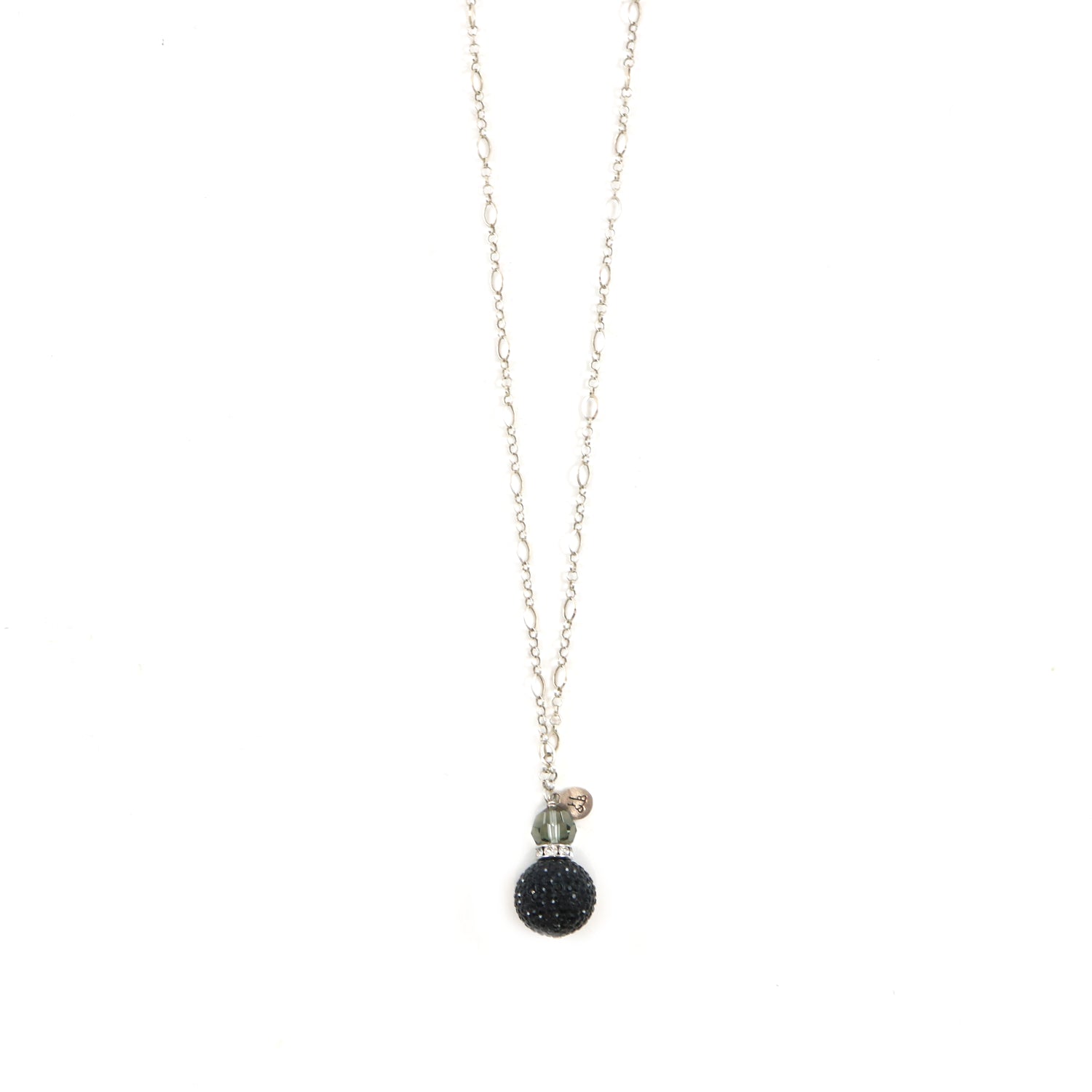 Large Black Sparkle Pendant Necklace