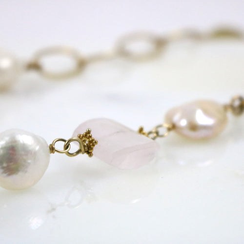 Quartz and Baroque Pearl Necklace