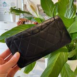 Lambskin Quilted Yen Wallet Black