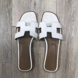 Oran Sandals - Blanc Piqures Havane