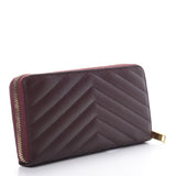 Grain De Poudre Matelasse Chevron Monogram Zip Around Wallet Rouge Legion